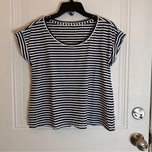 Garnet Hill Weekender Cropped Boxy Striped Short Sleeve T Shirt XS - Picture 13 of 14